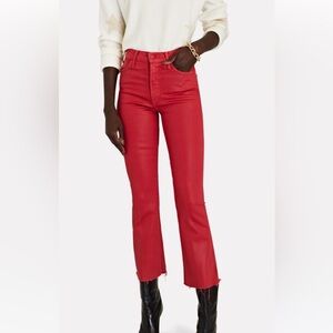 Mother Hustler Ankle Fray Coated Denim